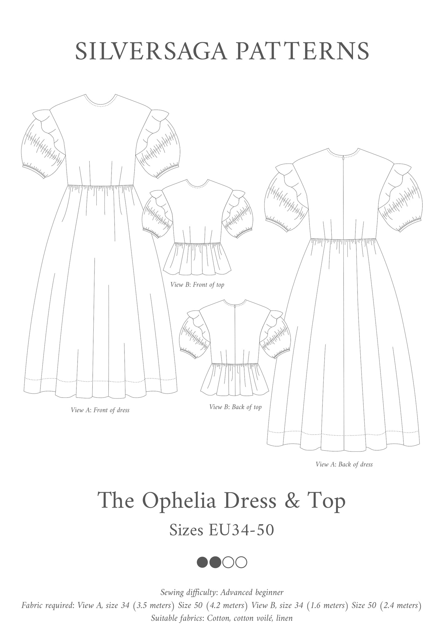 Ophelia dress & top PDF sewing pattern