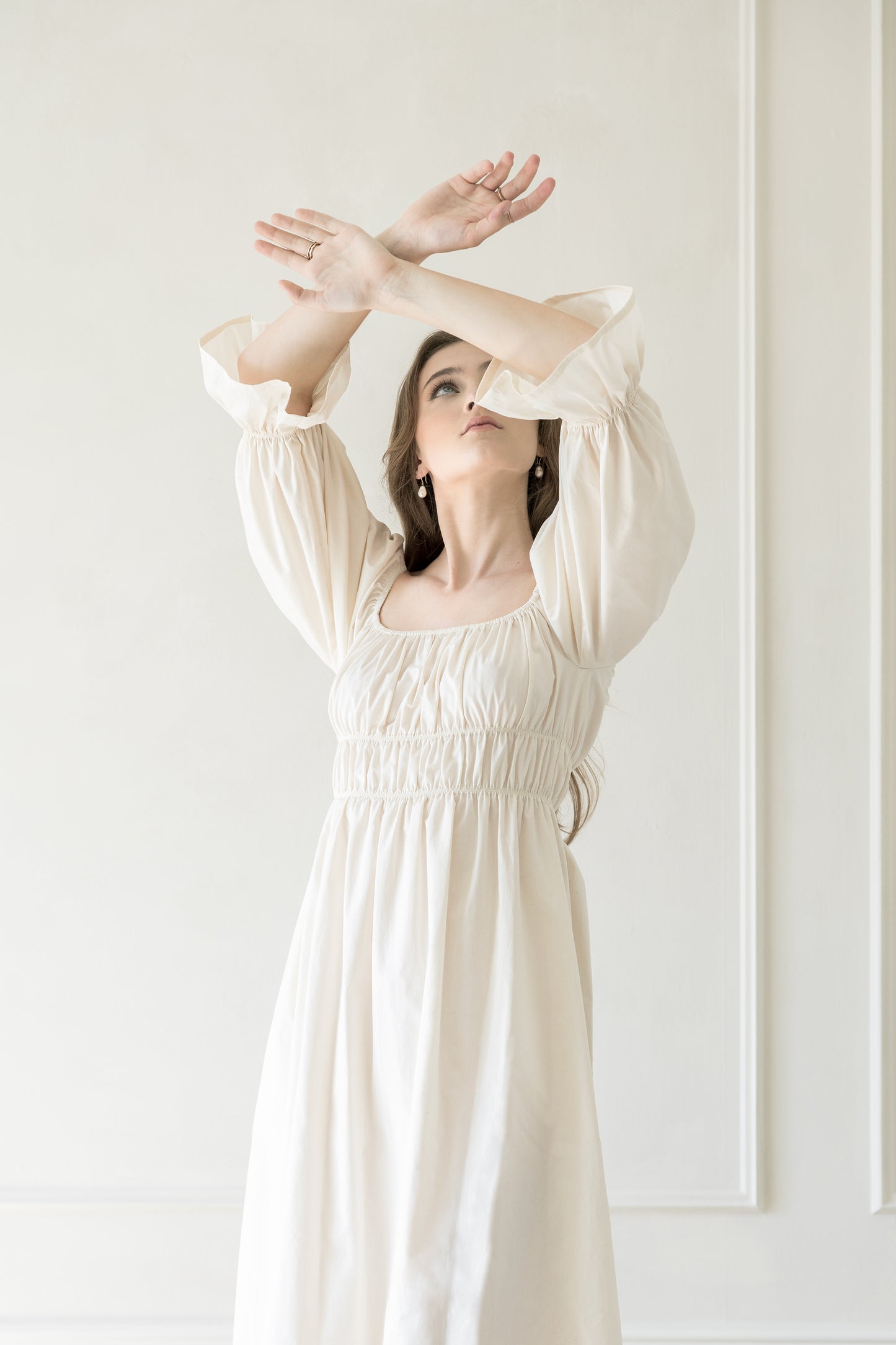 Clara dress in ivory cotton
