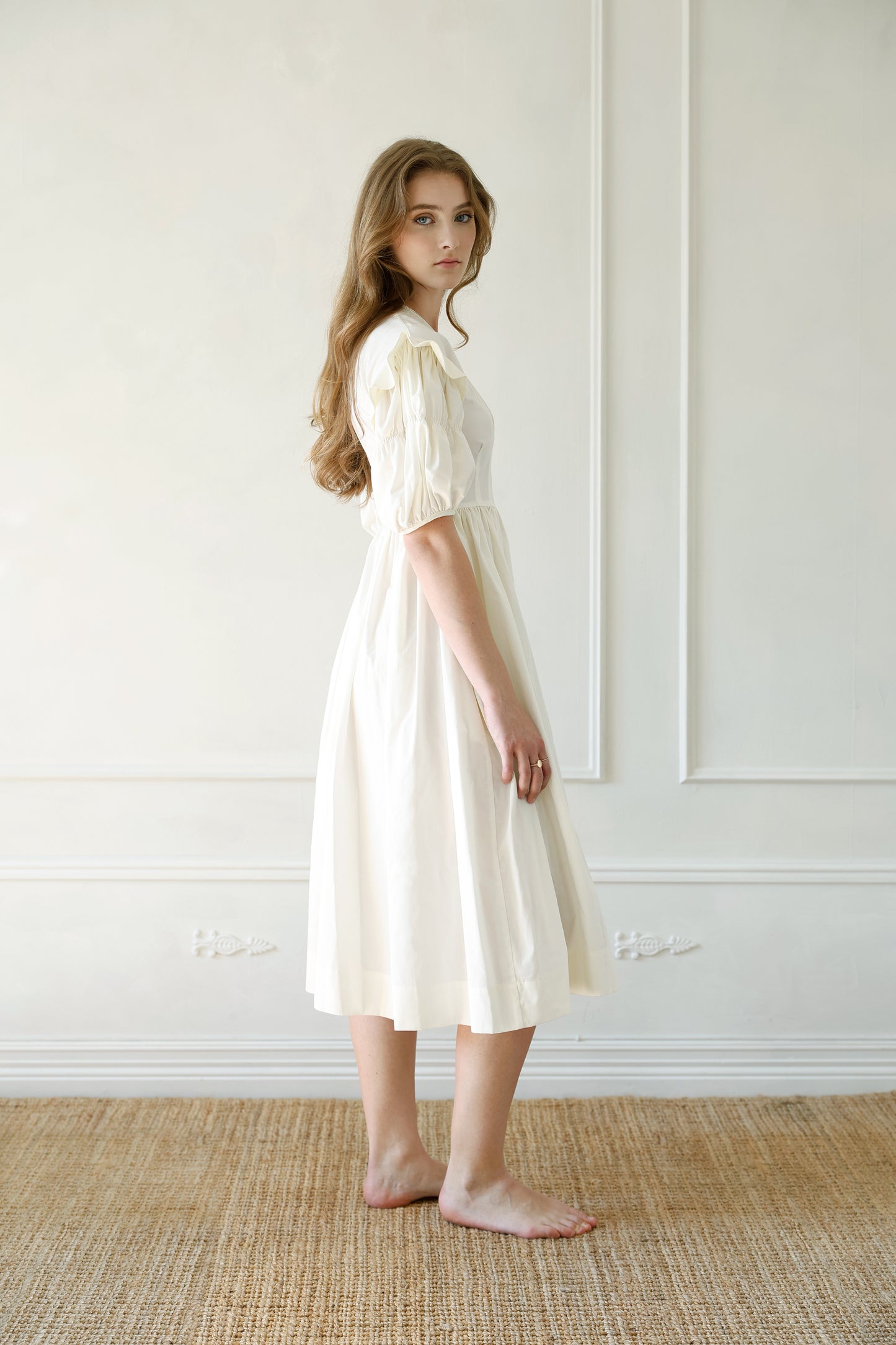 Ophelia dress in ivory cotton
