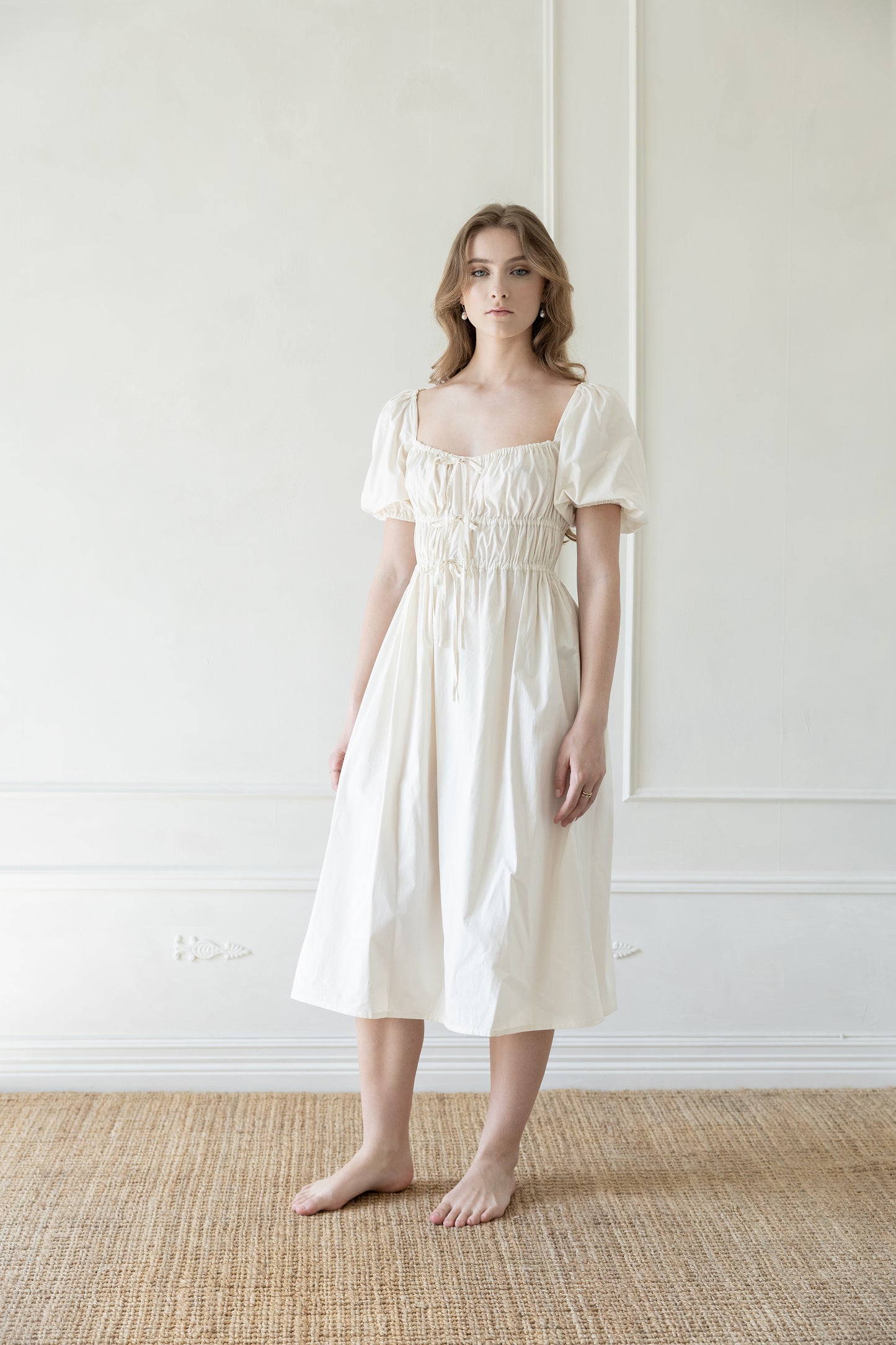 Greta dress in ivory cotton