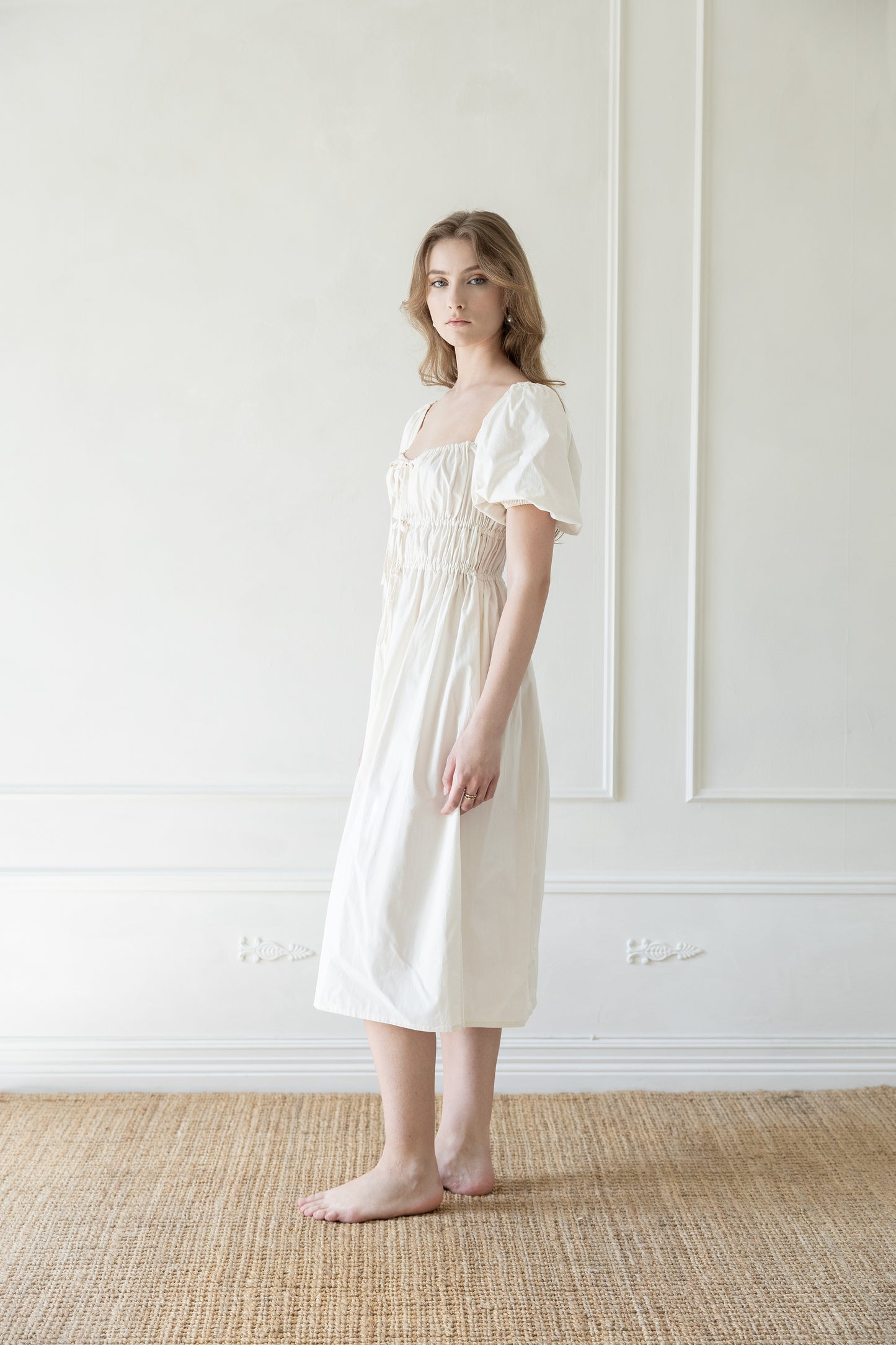 Greta dress in ivory cotton