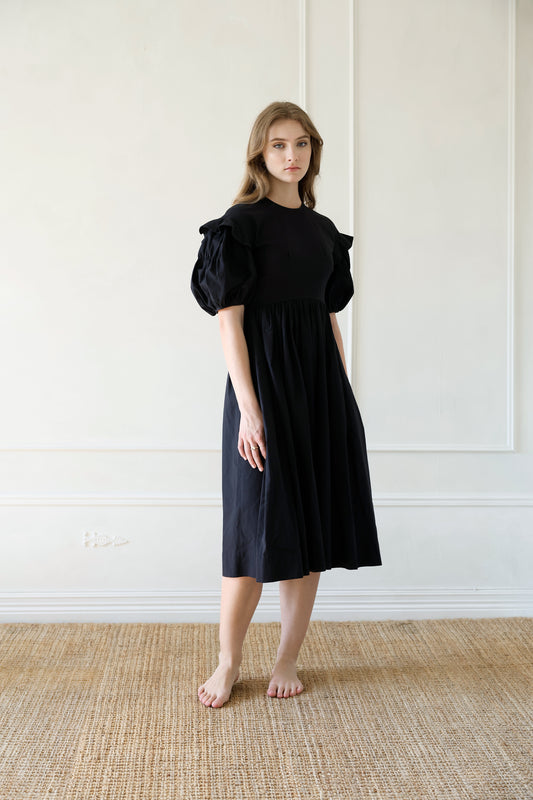 Ophelia dress in black cotton