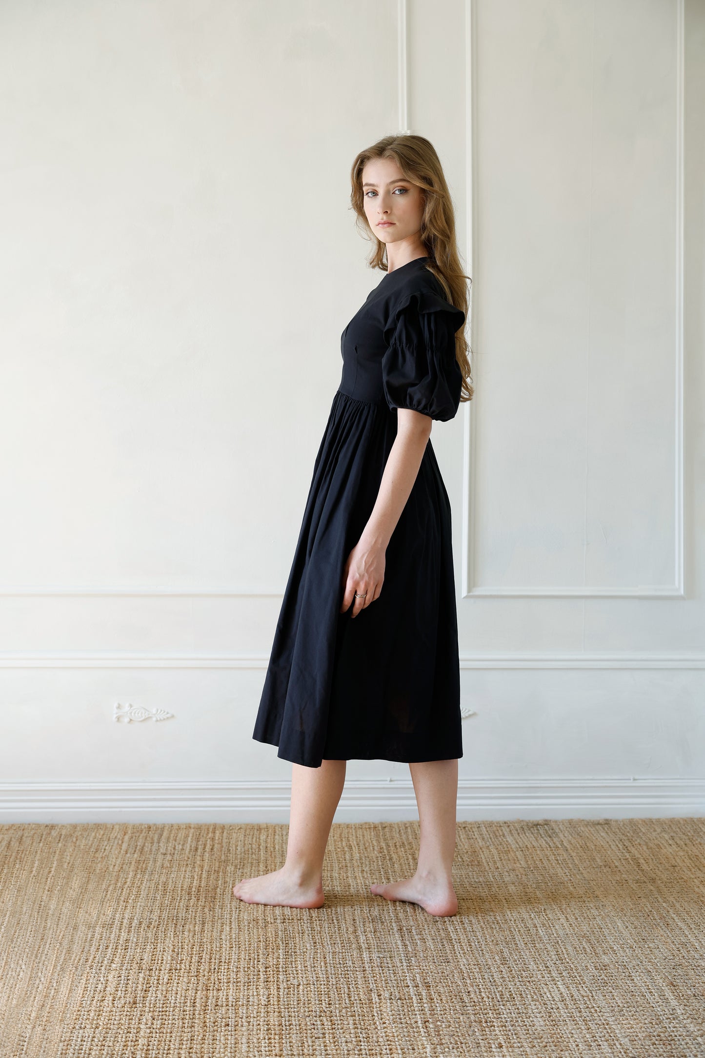 Ophelia dress in black cotton